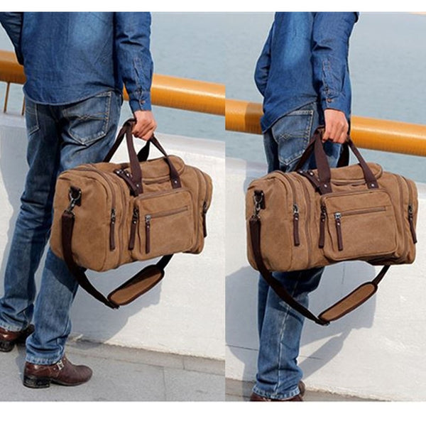 Large Capacity Canvas Hand Luggage Travel Duffle Bags Multifunctional Overnight Duffel Bag