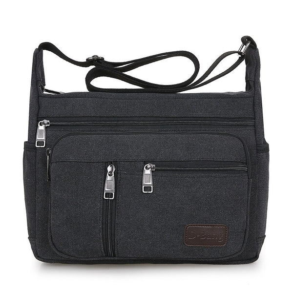 Men Canvas Multifunction Casual Travel Crossbody Bags Vintage Solid Zipper