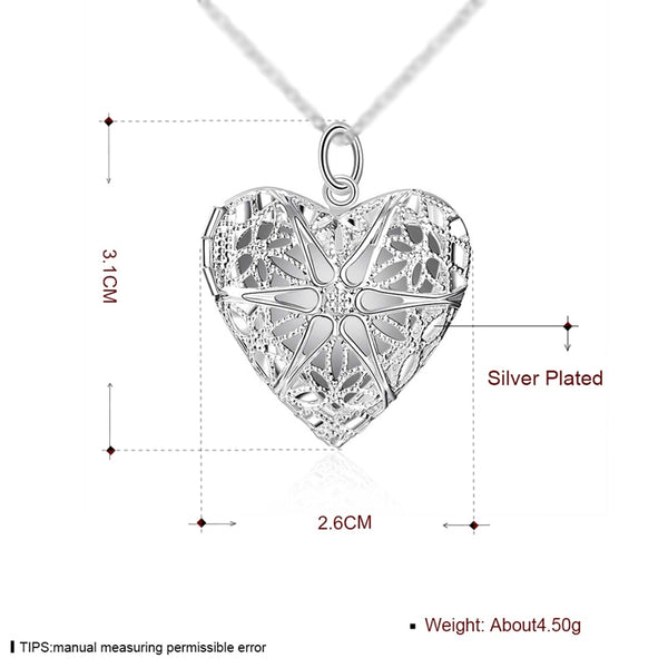 925 Sterling Silver Photo Frame Pendant Necklace 18/20/22/24 Inch Snake Chain  Charm Wedding Fashion Jewelry