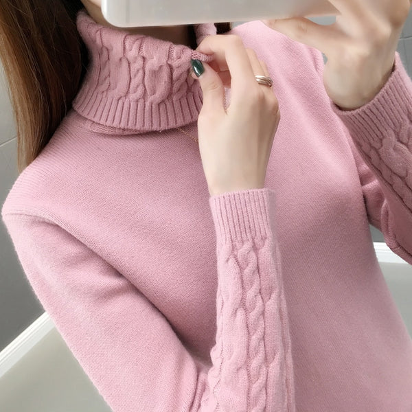 Women Sweater Turtleneck Pullovers Autumn Winter Sweaters New 2022 Long Sleeves Thick Warm Female Sweater Khaki