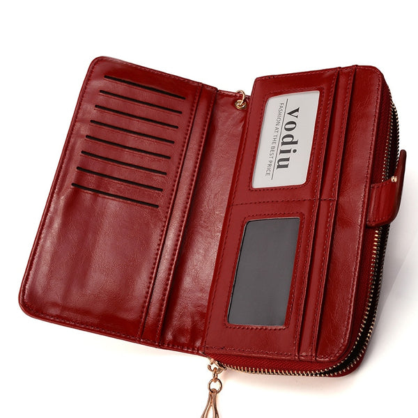 Pu Leather Long Zipper Women's Wallet Money Coin Holder