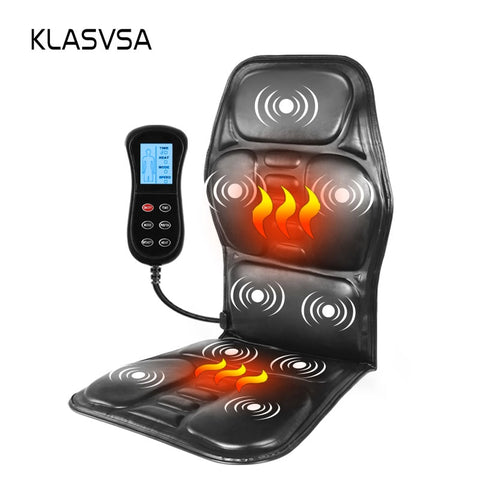 Electric Back Massager Chair Cushion Heating Vibrator Car Home Office Lumbar Neck Mattress Pain Relief