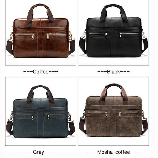 WESTAL Men's Briefcases Genuine Leather Lawyer/office  Laptop Leather Briefcases Bag for Documents