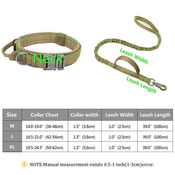 Strong Dog Military Tactical Collar   Pet Bungee Leash Durable Nylon Training Collars With To Handle Large Dogs