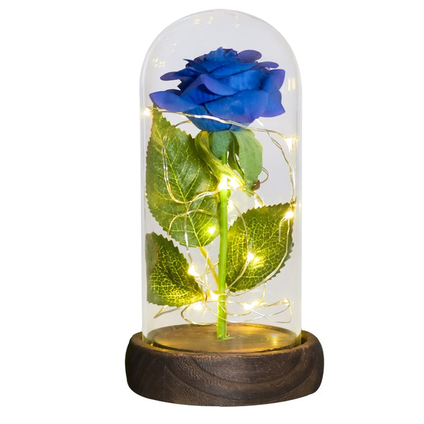 Gift for Mom Beauty and The Beast Preserved Roses In Glass Galaxy Rose Flower LED Light Artificial Flowers Gift for Women Girls