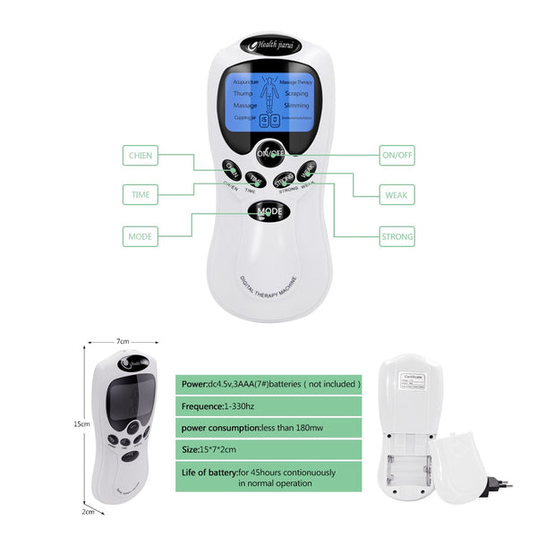 8 Mode EMS Electric Herald Tens Machine Acupuncture Body Massage Digital Therapy Massager Muscle Stimulator Electrostimulator