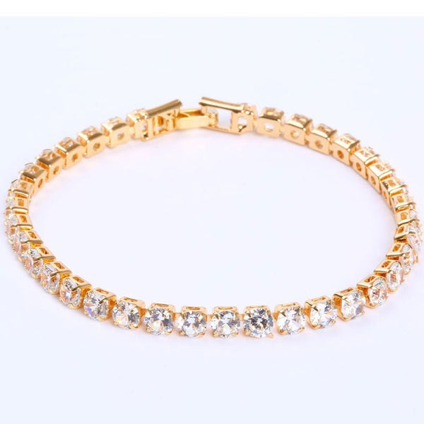 4mm Cubic Zirconia Green Tennis Chain Bracelet  Gold Silver Color