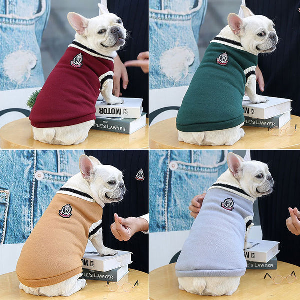 College Style Pet Sweater Winter Warm Dog Clothes for Small Medium Dogs Puppy Cat Chihuahua French Bulldog Yorkie Coat