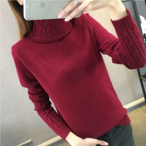 Women Sweater Turtleneck Pullovers Autumn Winter Sweaters New 2022 Long Sleeves Thick Warm Female Sweater Khaki