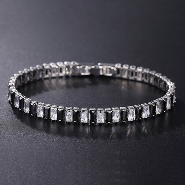 4mm Cubic Zirconia Green Tennis Chain Bracelet  Gold Silver Color