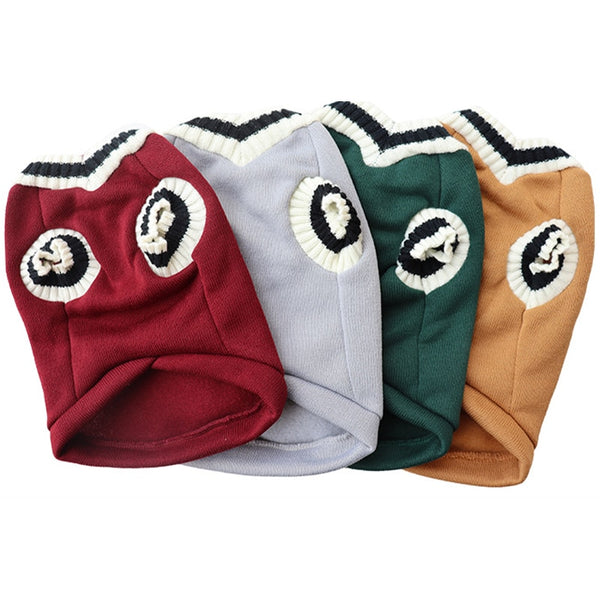 College Style Pet Sweater Winter Warm Dog Clothes for Small Medium Dogs Puppy Cat Chihuahua French Bulldog Yorkie Coat