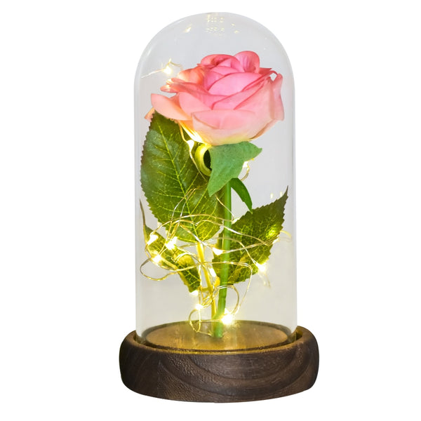 Gift for Mom Beauty and The Beast Preserved Roses In Glass Galaxy Rose Flower LED Light Artificial Flowers Gift for Women Girls