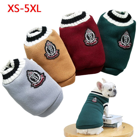 College Style Pet Sweater Winter Warm Dog Clothes for Small Medium Dogs Puppy Cat Chihuahua French Bulldog Yorkie Coat