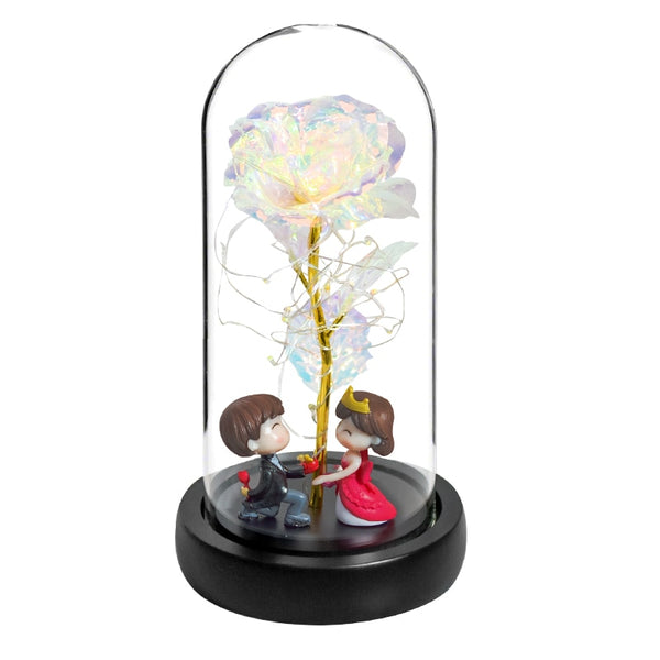 Gift for Mom Beauty and The Beast Preserved Roses In Glass Galaxy Rose Flower LED Light Artificial Flowers Gift for Women Girls