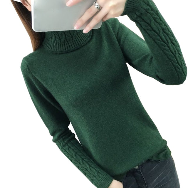 Women Sweater Turtleneck Pullovers Autumn Winter Sweaters New 2022 Long Sleeves Thick Warm Female Sweater Khaki