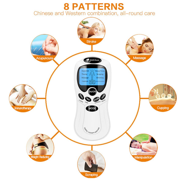 8 Mode EMS Electric Herald Tens Machine Acupuncture Body Massage Digital Therapy Massager Muscle Stimulator Electrostimulator