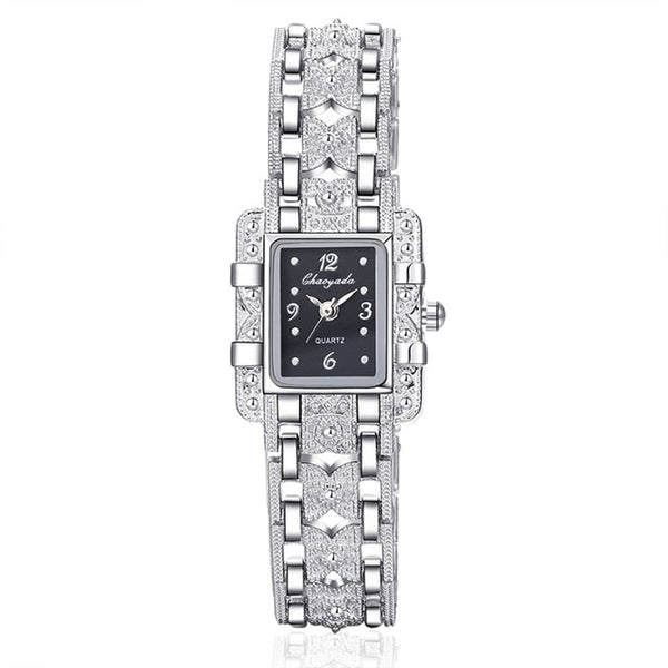 Women Fashion Rectangle Dial Silver Stainless Steel Crystal Quartz Watch  HOT SALE!