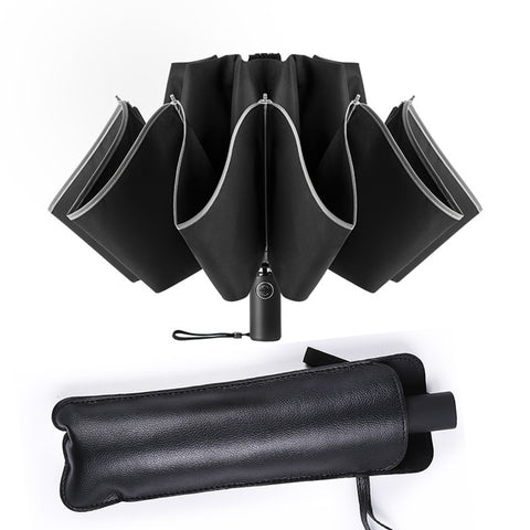 Automatic Umbrella Reverse Folding Business Umbrella With Reflective Strips For Men Women Windproof