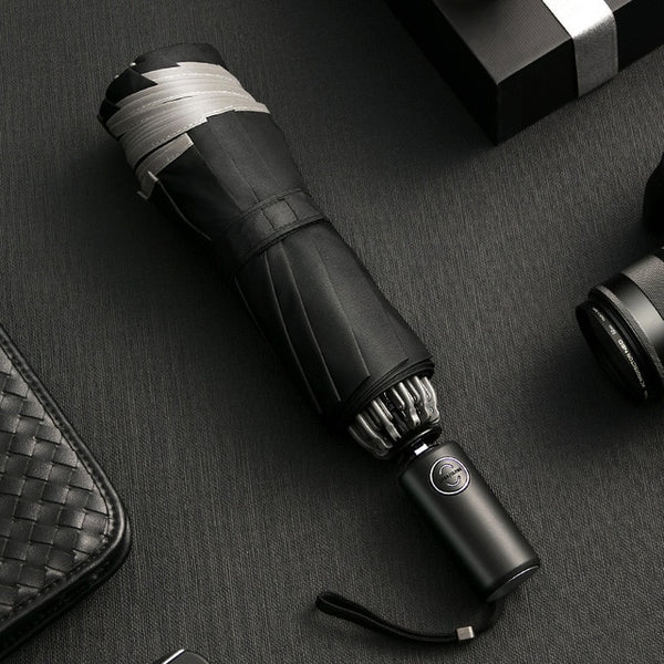 Automatic Umbrella Reverse Folding Business Umbrella With Reflective Strips For Men Women Windproof