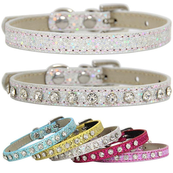 FABULOUSE SALE Super Shining Diamond Rhinestone Cat Puppy Leather Strap Collar