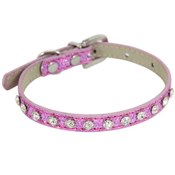 FABULOUSE SALE Super Shining Diamond Rhinestone Cat Puppy Leather Strap Collar