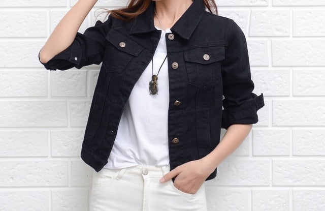 Candy Color Casual Short Denim Jacket S-XXL