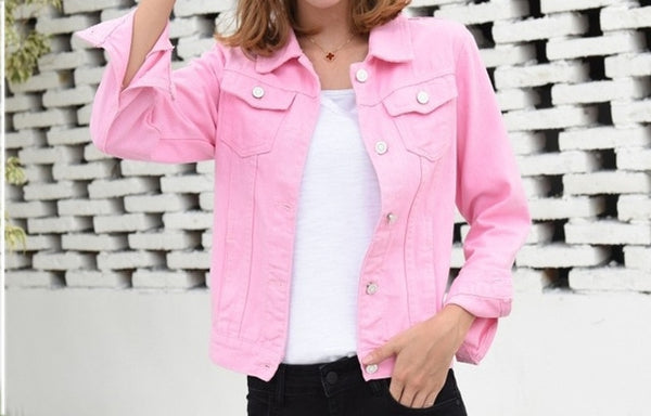 Candy Color Casual Short Denim Jacket S-XXL