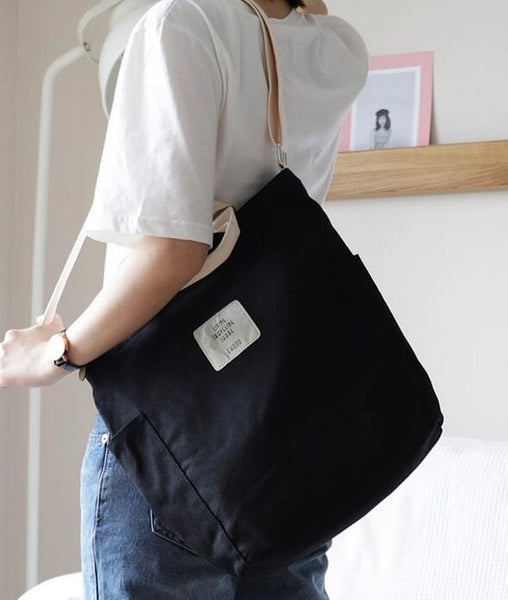 Luxury Korean Canvas Shoulder Bag With Zipper Designer Messenger Bag