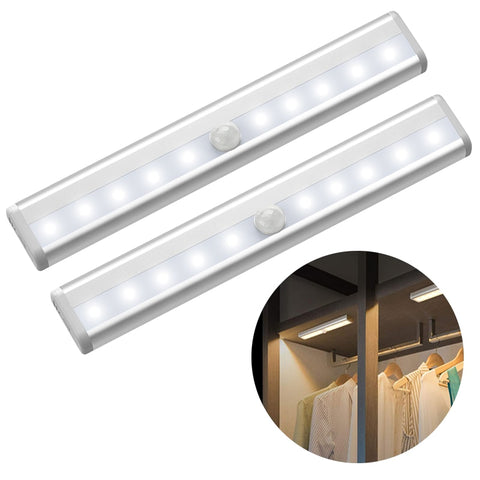 6/10 LED Motion Sensor Light Cupboard Wardrobe Bed Lamp Under Cabinet Night Light Closet Stairs Kitchen