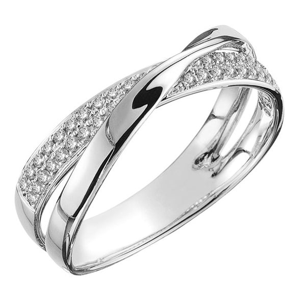 Fresh Two Tone X Shape Cross Ring  Trendy Dazzling CZ Stone