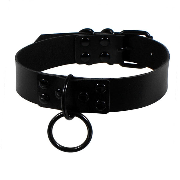 Punk PU Leather Lock Key Heart- Round Spike Rivet Collar Studded Choker