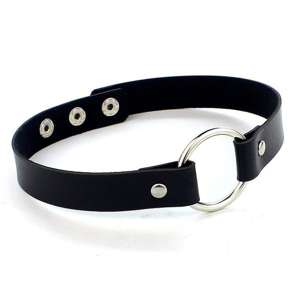 Punk PU Leather Lock Key Heart- Round Spike Rivet Collar Studded Choker