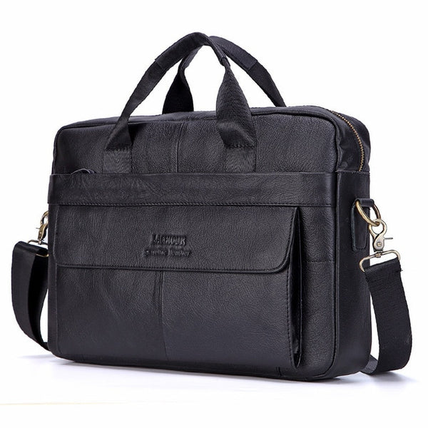 Men's Genuine Leather Casual Crossbody Messenger Laptop Bag