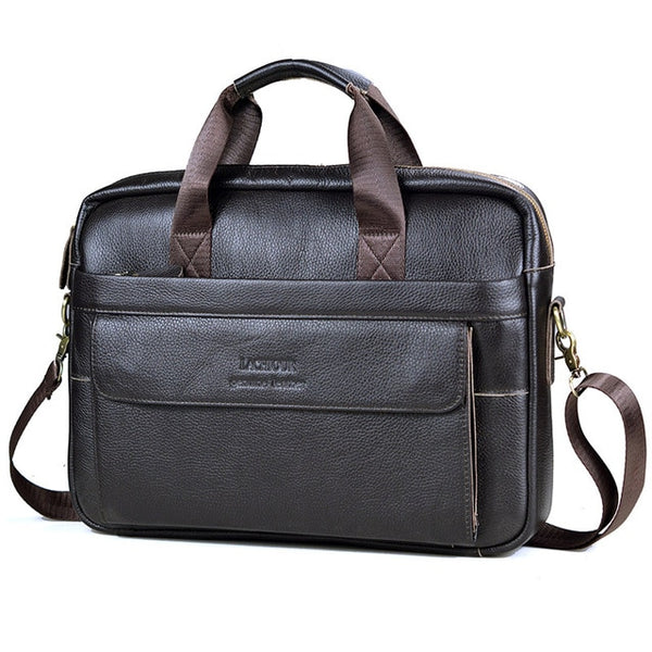 Men's Genuine Leather Casual Crossbody Messenger Laptop Bag