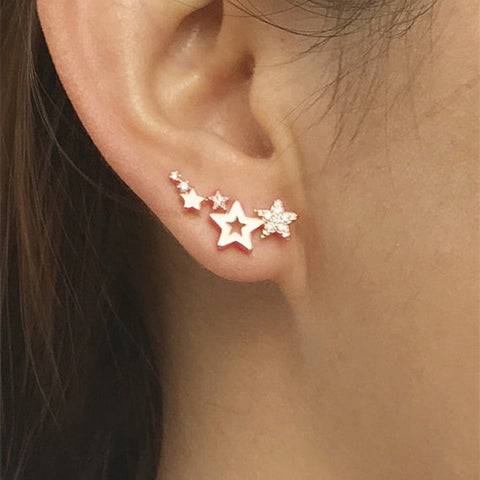 Simple Stylish Star Women Earrings Shiny White Zircon Exquisite Versatile Fashion Earrings