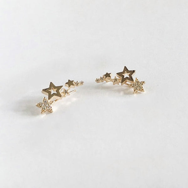 Simple Stylish Star Women Earrings Shiny White Zircon Exquisite Versatile Fashion Earrings