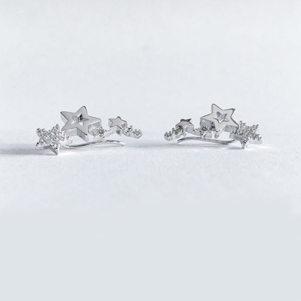 Simple Stylish Star Women Earrings Shiny White Zircon Exquisite Versatile Fashion Earrings