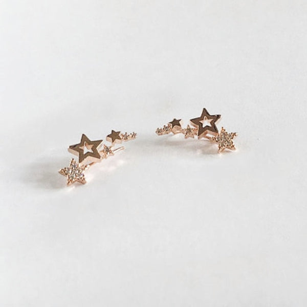 Simple Stylish Star Women Earrings Shiny White Zircon Exquisite Versatile Fashion Earrings