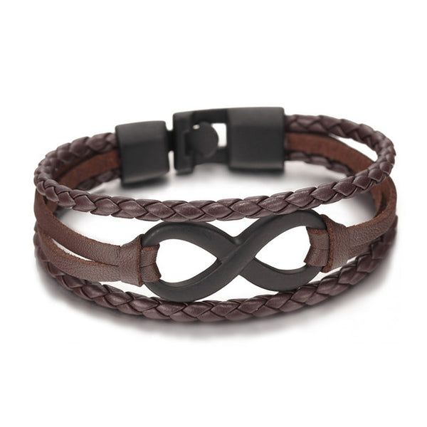 HOT SALE HIGH QUALITY Infinity Bracelet Genuine Leather Hand Chain Buckle Friendship