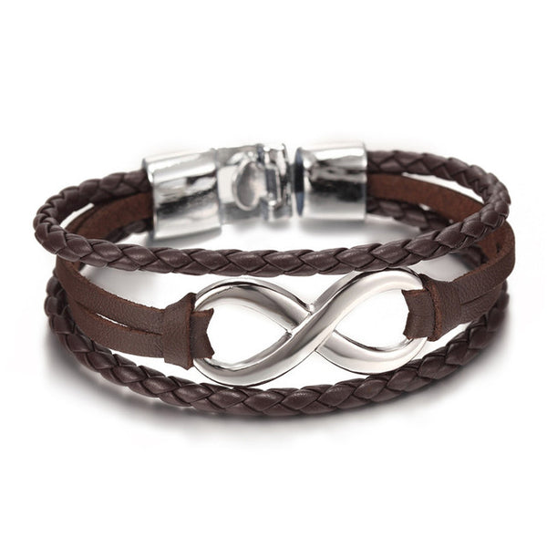 HOT SALE HIGH QUALITY Infinity Bracelet Genuine Leather Hand Chain Buckle Friendship