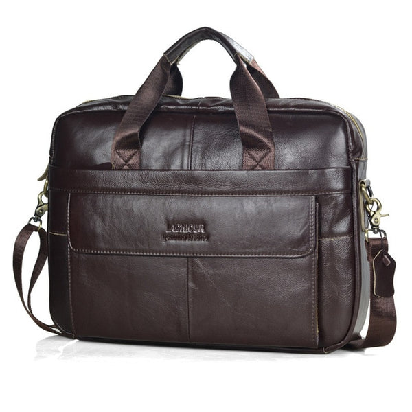 Men's Genuine Leather Casual Crossbody Messenger Laptop Bag