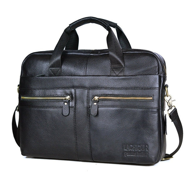 Men's Genuine Leather Casual Crossbody Messenger Laptop Bag