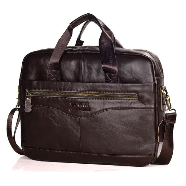 Men's Genuine Leather Casual Crossbody Messenger Laptop Bag