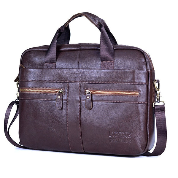 Men's Genuine Leather Casual Crossbody Messenger Laptop Bag