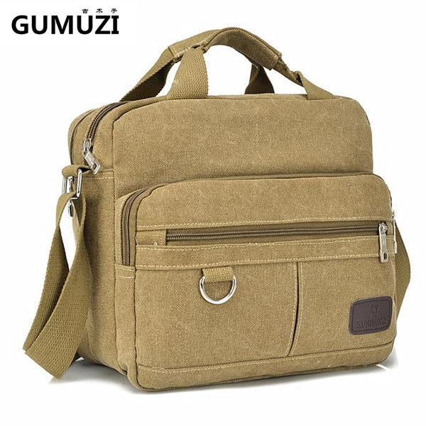 Casual Men's Fashion Canvas Multi=Function Shoulder Bag  Vintage Travel Bags Large Capacity Male Messenger Bag