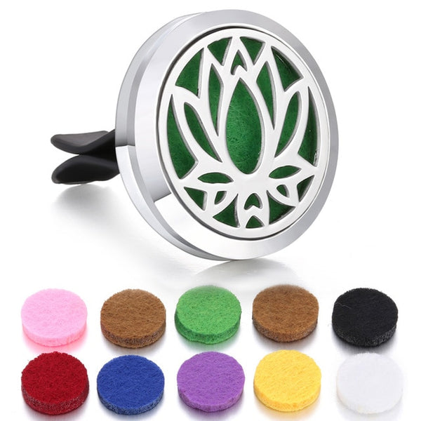 Aromatherapy Car Diffuser Clip 30mm Flower Tree of Life Essential Oil Diffuser Locket Pendant Necklace