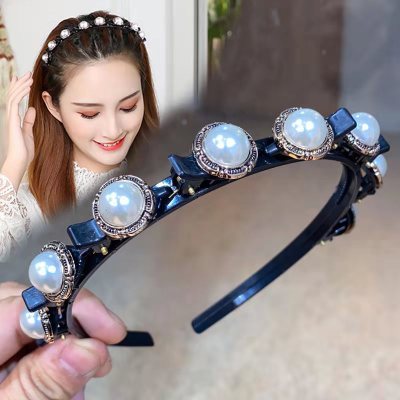 New Hot Sale Explosion Pearl Rhinestone Bangs Clip Headband for Women Girl