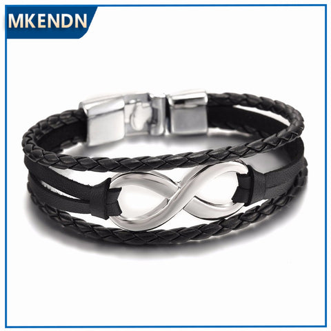 HOT SALE HIGH QUALITY Infinity Bracelet Genuine Leather Hand Chain Buckle Friendship