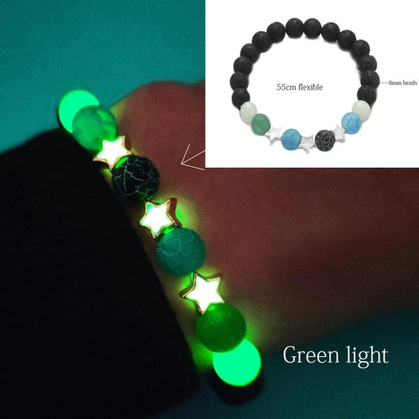 Natural Stone Yoga Healing Luminous Glow In The Dark Bracelet Lotus Charm Beads Bracelet for Men Women Prayer Buddhism