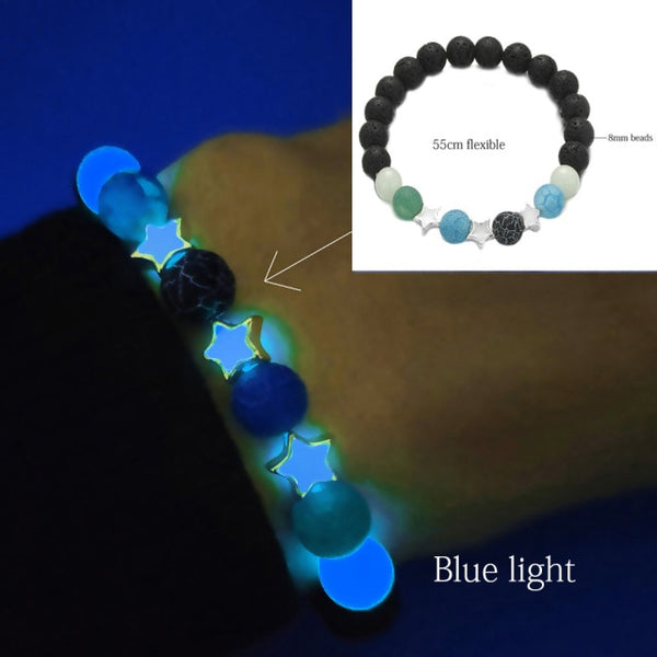 Natural Stone Yoga Healing Luminous Glow In The Dark Bracelet Lotus Charm Beads Bracelet for Men Women Prayer Buddhism